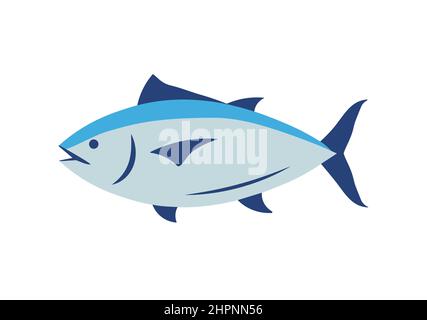 Abbildung des Symbols für das Thunfisch-Logo. Logo der Lachs-Thunfisch-Fischlinie mit Symbol für Meeresfrüchte Stock Vektor