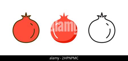 Logo mit Granatapfel-Liniensymbol. Granatapfel Granatapfel Granat flach isoliert Vektor-Symbol Stock Vektor