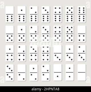 Domino Vektor Set Stück Spielbrett flache Symbol. Domino Card Set Vektor-Spiel Stock Vektor