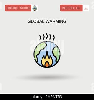 Einfaches Vektorsymbol für die globale Erwärmung. Stock Vektor