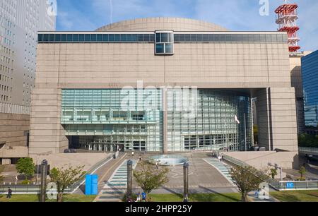 Nagoya, Japan - 20. Oktober 2019: Aichi Arts Center (Aichi Geijutsu Bunka Senta), der Hauptort für darstellende Kunst in Nagoya, aus der Sicht Stockfoto