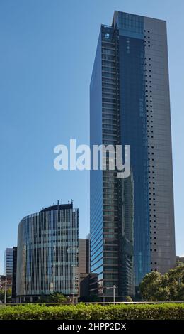 Nagoya, Japan - 19. Oktober 2019: Blick auf den Midland Square (Toyota-Mainichi-Gebäude), den höchsten Wolkenkratzer der Stadt Nagoya und das Nagoya-Gebäude Stockfoto