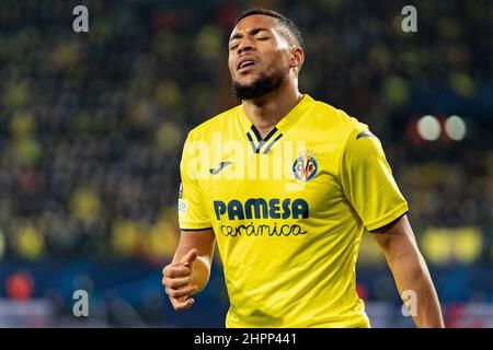 Villarreal, Spanien. 22nd. Februar 2022. Arnaut Danjuma Groeneveld von Villarreal CF beim UEFA Champions League-Lauf mit sechzehn Beinen, einem Fußballspiel zwischen Villarreal CF und Juventus FC im Estadio de la Ceramica. (Endergebnis; Villarreal CF 1:1 Juventus FC) Credit: SOPA Images Limited/Alamy Live News Stockfoto