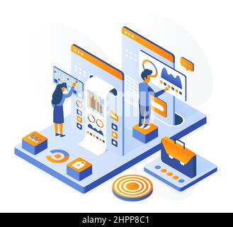 Projekt zur Analyse der Unternehmensleistung. Identifizieren und Analysieren von Unternehmensinformationen Stock Vektor