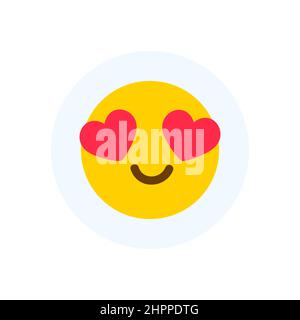 Emoticon mit Herzaugen für Social Media ui. In der Liebe Reaktion. Vektor-Illlustration in dunklem Hintergrund isoliert Stock Vektor