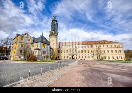 Schloss Weimar. Schloss Weimar ist ein Schloss in Weimar, Thüringen, Deutschland. Es heißt jetzt Stadtschloss, um es von anderen Palästen zu unterscheiden Stockfoto