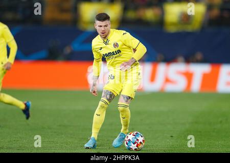 Vila-Real, Spanien. 22nd. Februar 2022. Alberto Moreno (Villarreal) Fußball/Fußball : UEFA Champions League Runde mit 16 1st Beinabenden zwischen dem FC Villarreal 1-1 Juventus im Estadio de la Ceramica in Vila-Real, Spanien . Quelle: Mutsu Kawamori/AFLO/Alamy Live News Stockfoto