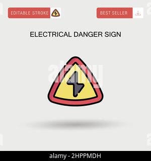 Einfaches Vektorsymbol für elektrisches Gefahrenschild. Stock Vektor