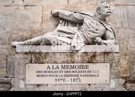 Denkmal für Soldaten des französisch-preußischen Krieges, Cahors, Lot-Abteilung, Südwestfrankreich Stockfoto