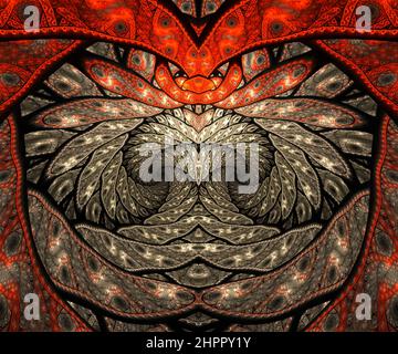 Computergenerierte, farbenfrohe, abstrakte fraktale Kunstwerke Stockfoto