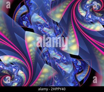 Computergenerierte, farbenfrohe, abstrakte fraktale Kunstwerke Stockfoto