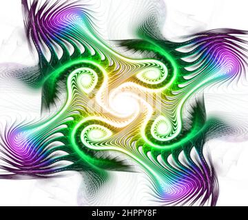 Computergenerierte, farbenfrohe, abstrakte fraktale Kunstwerke Stockfoto