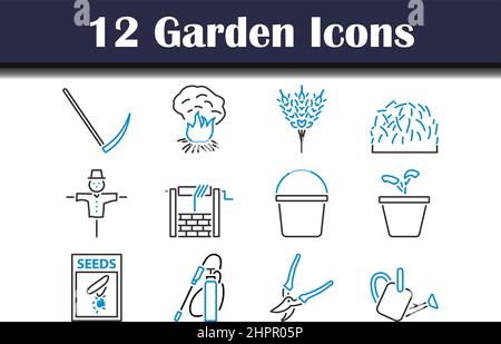 Garten-Icon-Set. Auffälliges Design mit bearbeitbarer Konturbreite. Vektorgrafik. Stock Vektor