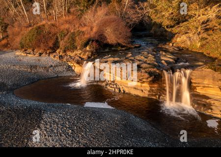 Sonnenuntergang am Sandcut Beach, Vancouver Island, BC, Kanada Stockfoto