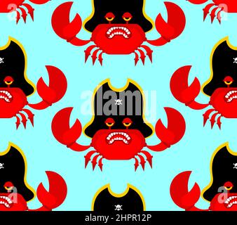 Crab Pirate Muster nahtlos. Seekrebs Filibuster Hintergrund. Vektorstruktur Stock Vektor