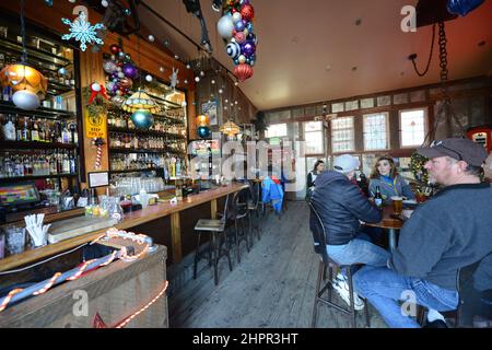 Der lebhafte No Name Saloon an der Main Street in Park City Utah, USA. Stockfoto