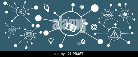 Konzept von Phishing mit verbundenen Symbolen Stockfoto