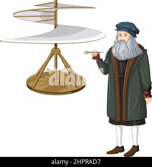 Leonardo da Vinci Zeichentrickfigur Illustration Stock Vektor