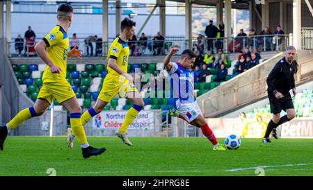 Fotos von Linfield vs. Dungannon Swifts in der Premiership der Danske Bank am Samstag, den 30.. Oktober 2021 im Windsor Park, Belfast. Stockfoto