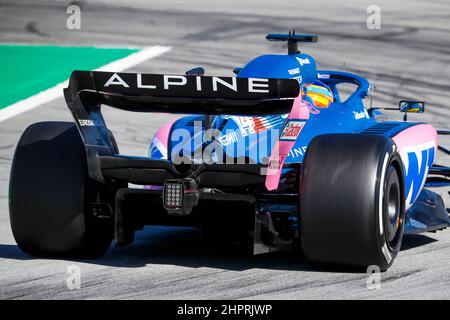 Barcelona, Spanien, 23/02/2022, 14 ALONSO Fernando (SPA), Alpine F1 Team A522, Heckflügel, Diffusor während der Vorsaison-Rennbahn vor der FIA Formel 1-Weltmeisterschaft 2022, auf dem Circuit de Barcelona-Catalunya, vom 23. Bis 25. Februar 2022 in Montmelo, bei Barcelona, Spanien - Foto Antonin Vincent / DPPI Stockfoto