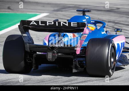 Barcelona, Spanien, 23/02/2022, 14 ALONSO Fernando (SPA), Alpine F1 Team A522, Heckflügel, Diffusor während der Vorsaison-Rennbahn vor der FIA Formel 1-Weltmeisterschaft 2022, auf dem Circuit de Barcelona-Catalunya, vom 23. Bis 25. Februar 2022 in Montmelo, bei Barcelona, Spanien - Foto: Antonin Vincent/DPPI/LiveMedia Stockfoto