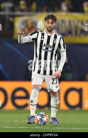 Villarreal, Spanien, 22nd. Februar 2022. Manuel Locatelli von Juventus während des UEFA Champions League-Spiels im Estadio de la Ceramica, Villarreal. Bildnachweis sollte lauten: Jonathan Moscrop / Sportimage Stockfoto