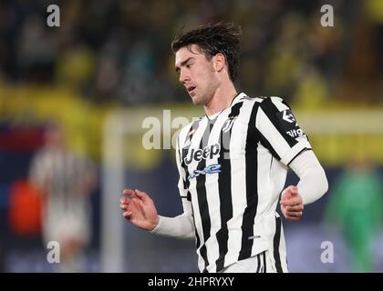 Villarreal, Spanien, 22nd. Februar 2022. Dusan Vlahovic von Juventus während des UEFA Champions League-Spiels im Estadio de la Ceramica, Villarreal. Bildnachweis sollte lauten: Jonathan Moscrop / Sportimage Stockfoto