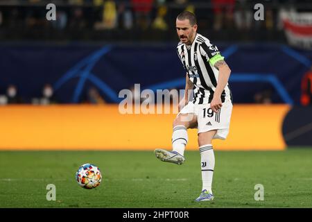 Villarreal, Spanien, 22nd. Februar 2022. Leonardo Bonucci von Juventus während des UEFA Champions League-Spiels im Estadio de la Ceramica, Villarreal. Bildnachweis sollte lauten: Jonathan Moscrop / Sportimage Stockfoto