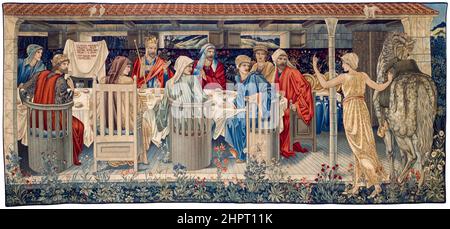 Die Suche nach dem Heiligen Gral Wandteppiche: Tafel 1 - die Wandteppiche der Ladung-, Kunst- und Handwerksbewegung von Sir Edward Coley Burne-Jones, William Morris & John Henry Dearle, 1898-1899 Stockfoto