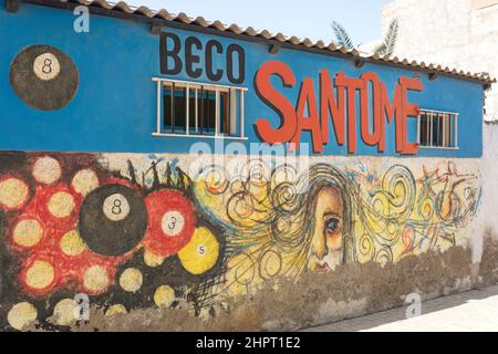 Bunte Wandmalerei, Espargos, Sal (IIha do Sal), República de Cabo (Kap Verde) Stockfoto