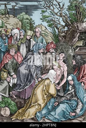 Die Große Leidenschaft. Das Entombment, 1497-1500 von Albrecht Durer (1471-1528). Stockfoto