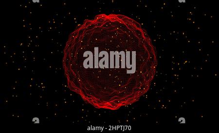 Abstrakter Hintergrund der Kurven-Daten. 3D digitale Kugelblaue Punkte sind in einem Netzwerk auf einem leeren schwarzen Hintergrund für Overlay-Effekt verbunden. Technologie, künstliche Intelligenz, Wissenschaft, Datensatzkonzept. Hochwertige 3D-Illustration Stockfoto