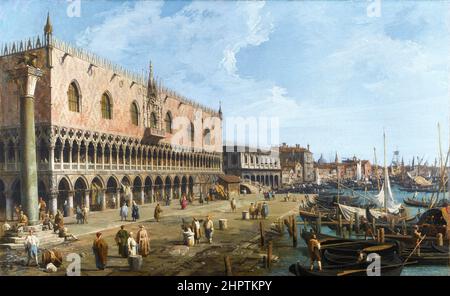 Venedig: Dogenpalast und Riva degli Schiavoni von Canaletto (Giovanni Antonio Canal - 1697-1768), Öl auf Leinwand, Ende 1730s Stockfoto