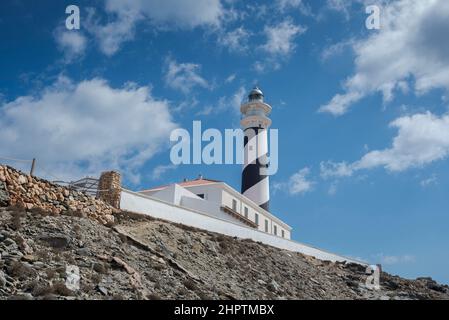 Leuchtturm Favaritx, am Kap von Favaritx, Gemeinde Mahon, Menorca, Spanien Stockfoto