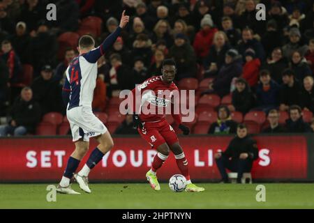 MIDDLESBROUGH, GROSSBRITANNIEN. FEB 22nd Folarin Balogun von Middlesbrough während des Sky Bet Championship-Spiels zwischen Middlesbrough und West Bromwich Albion am Dienstag, den 22nd. Februar 2022 im Riverside Stadium, Middlesbrough. (Kredit: Mark Fletcher | MI News) Kredit: MI Nachrichten & Sport /Alamy Live News Stockfoto