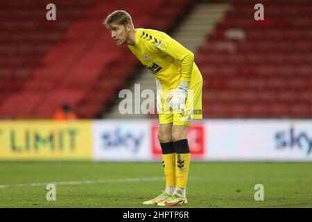 MIDDLESBROUGH, GROSSBRITANNIEN. FEB 22nd Joe Lumley von Middlesbrough während des Sky Bet Championship-Spiels zwischen Middlesbrough und West Bromwich Albion am Dienstag, den 22nd. Februar 2022 im Riverside Stadium, Middlesbrough. (Kredit: Mark Fletcher | MI News) Kredit: MI Nachrichten & Sport /Alamy Live News Stockfoto