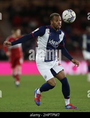 MIDDLESBROUGH, GROSSBRITANNIEN. FEB 22nd West Bromwich Albions Cedric Kipre während des Sky Bet Championship-Spiels zwischen Middlesbrough und West Bromwich Albion am Dienstag, den 22nd. Februar 2022 im Riverside Stadium, Middlesbrough. (Kredit: Mark Fletcher | MI News) Kredit: MI Nachrichten & Sport /Alamy Live News Stockfoto