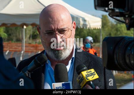 Stefano Bonaccini, presidente della Regione Emiliia Romagna, è a Sala Baganza in occasione dell'inizio lavori della cassa di espansione nel Baganza Stockfoto