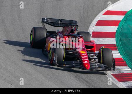 Montmelo, Spanien am 23. Februar 2022, Carlos Sainz 55 (SPA), Scuderia Ferrari F1-75 während der FORMEL 1-VORSAISON-RENNBAHN AM Circuit de Barcelona-Catalunya, Montmelo, Spanien am 23. Februar 2022 Stockfoto