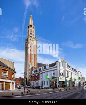 Roye, St. Pierre Kirche und Glockenturm Stockfoto