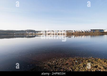 Blaydon auf Tyne Großbritannien: 30th Jan 2022: Still River Tyne an einem frühen sonnigen Wintermorgen Stockfoto