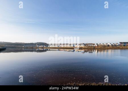 Blaydon auf Tyne Großbritannien: 30th Jan 2022: Still River Tyne an einem frühen sonnigen Wintermorgen Stockfoto