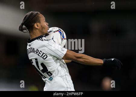 LONDON, GROSSBRITANNIEN. FEB 23rd während des Sky Bet Championship-Spiels zwischen Fulham und Peterborough im Craven Cottage, London am Mittwoch, 23rd. Februar 2022. (Kredit: Federico Maranesi | MI Nachrichten) Kredit: MI Nachrichten & Sport /Alamy Live Nachrichten Stockfoto