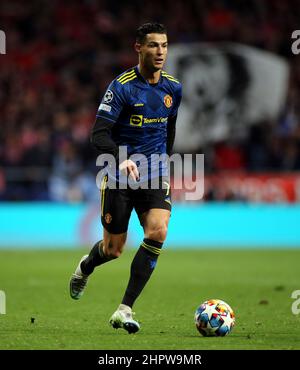 Cristiano Ronaldo von Manchester United während des UEFA Champions League-Spiels mit 16 ersten Beinabenden im Wanda Metropolitano, Madrid. Bilddatum: Mittwoch, 23. Februar 2022. Stockfoto