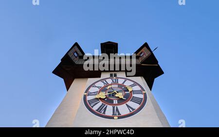 Österreich Uhrturm auf dem Schlossberg bei Graz aus nächster Nähe Stockfoto