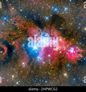 Der Kegelnebel ist eine H II Region im Sternbild Monoceros. Weitwinkel Stockfoto