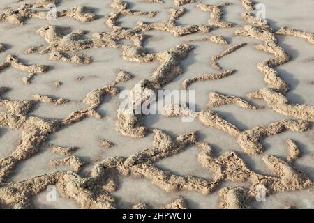 Muster in Salz Raffinerie, Saline von Janubio, Lanzarote, Spanien Stockfoto