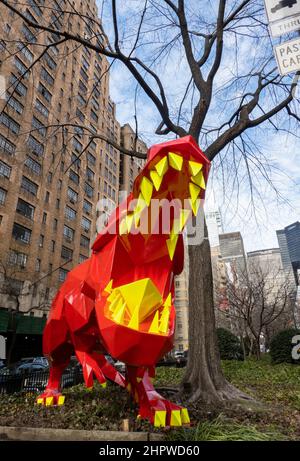 Idriss B Installation von skurrilen Tierwesen ist bis zum 2023. Februar in Murray Hill, New York City, USA, zu sehen Stockfoto