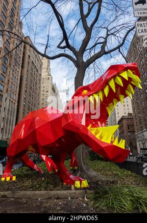 Idriss B Installation von skurrilen Tierwesen ist bis zum 2023. Februar in Murray Hill, New York City, USA, zu sehen Stockfoto