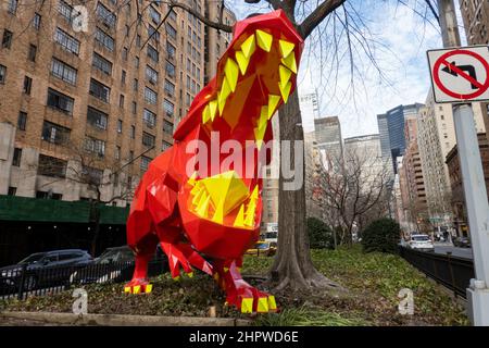 Idriss B Installation von skurrilen Tierwesen ist bis zum 2023. Februar in Murray Hill, New York City, USA, zu sehen Stockfoto